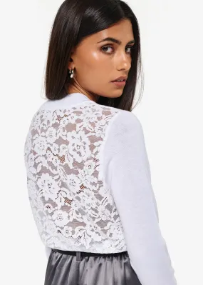 Camden Lace Sweater White