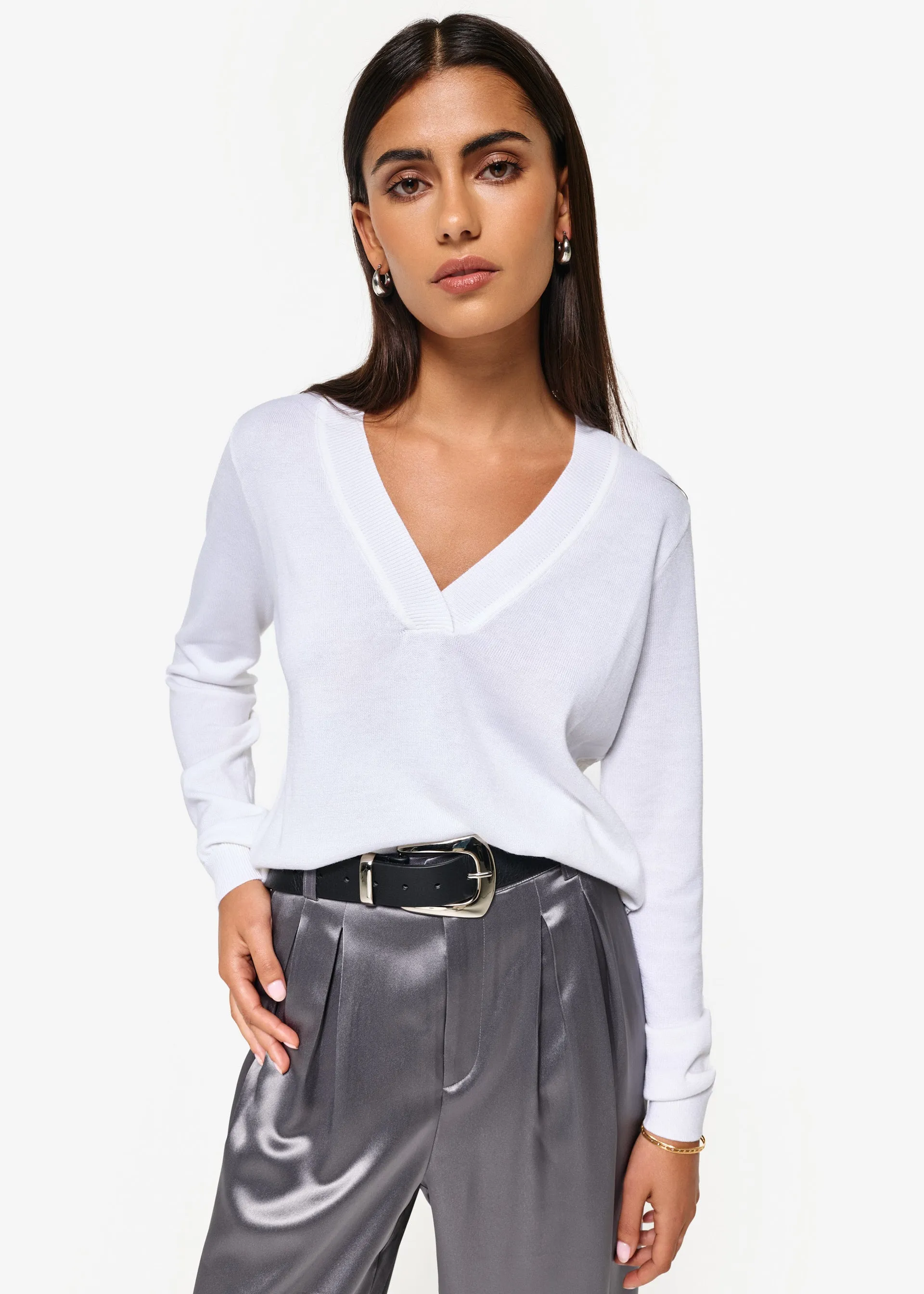 Camden Lace Sweater White