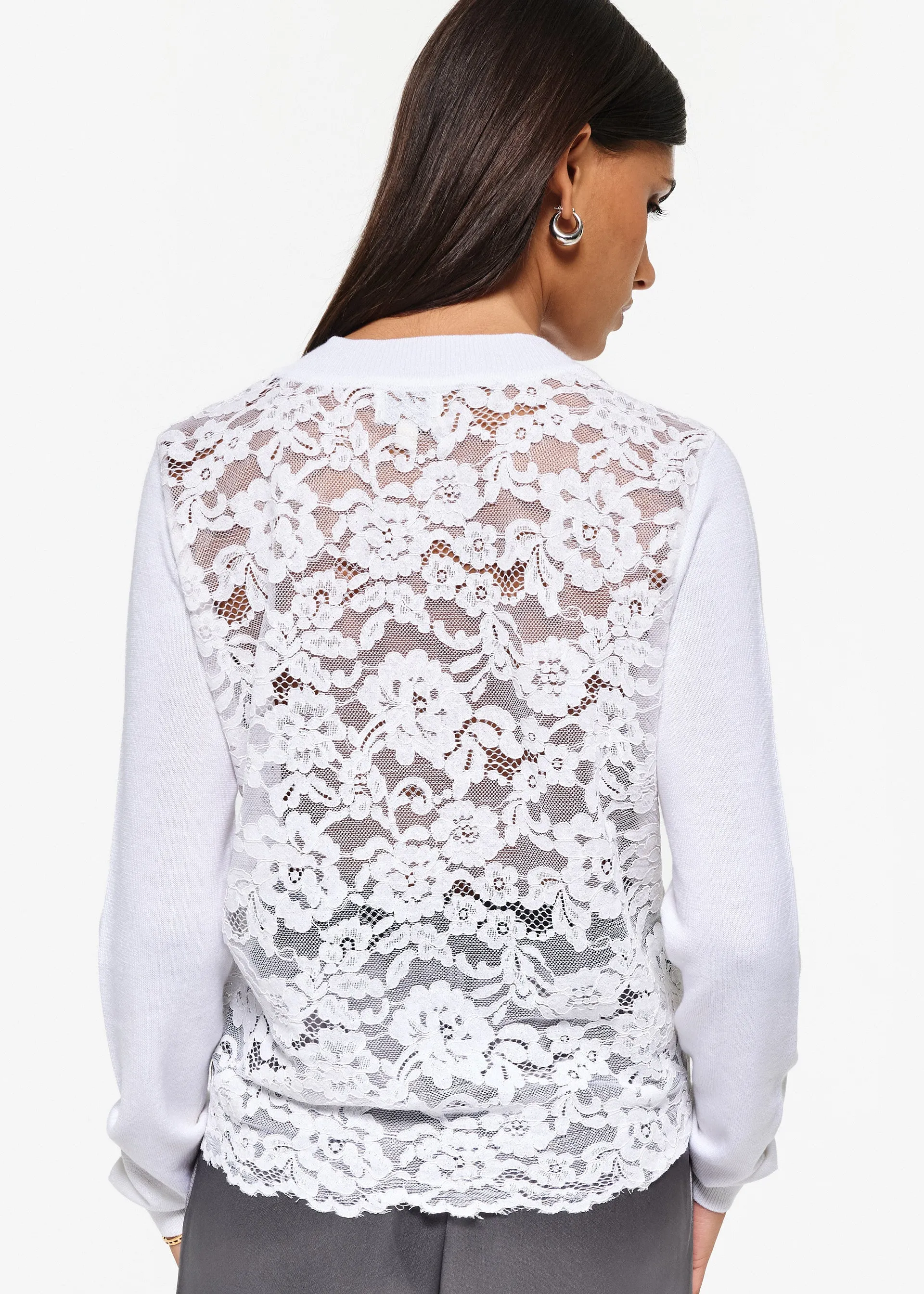Camden Lace Sweater White