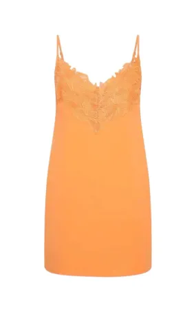 CAMILLA AND MARC Sable Mini Dress | Persimmon/Orange, Cotton, Lace Trim, Slip