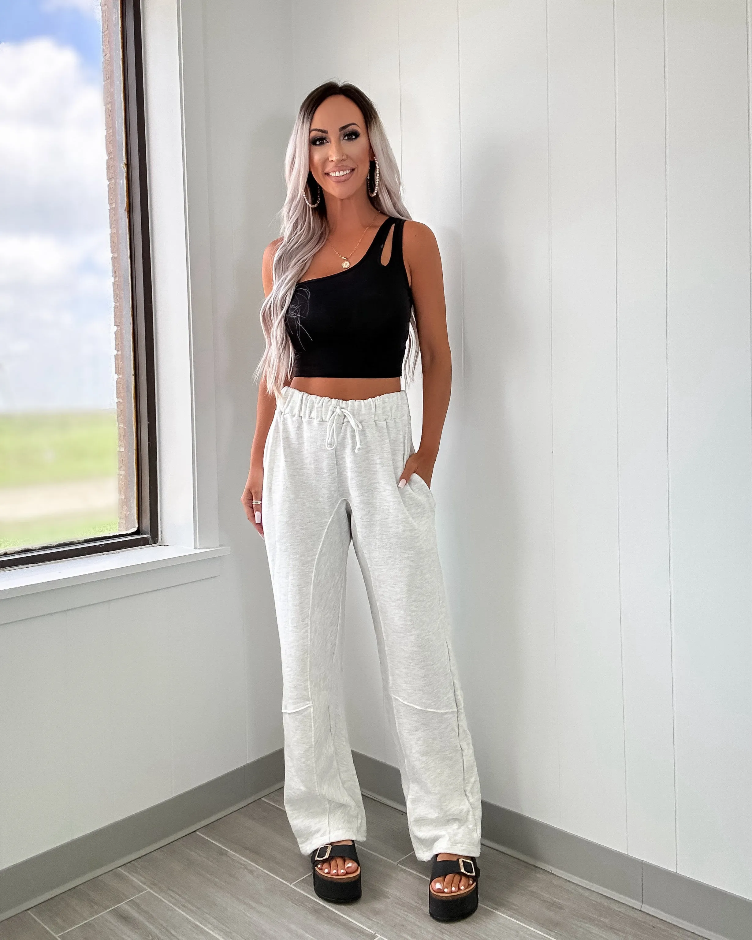 Capture The Look Slit One Shoulder Crop Tank - Black
