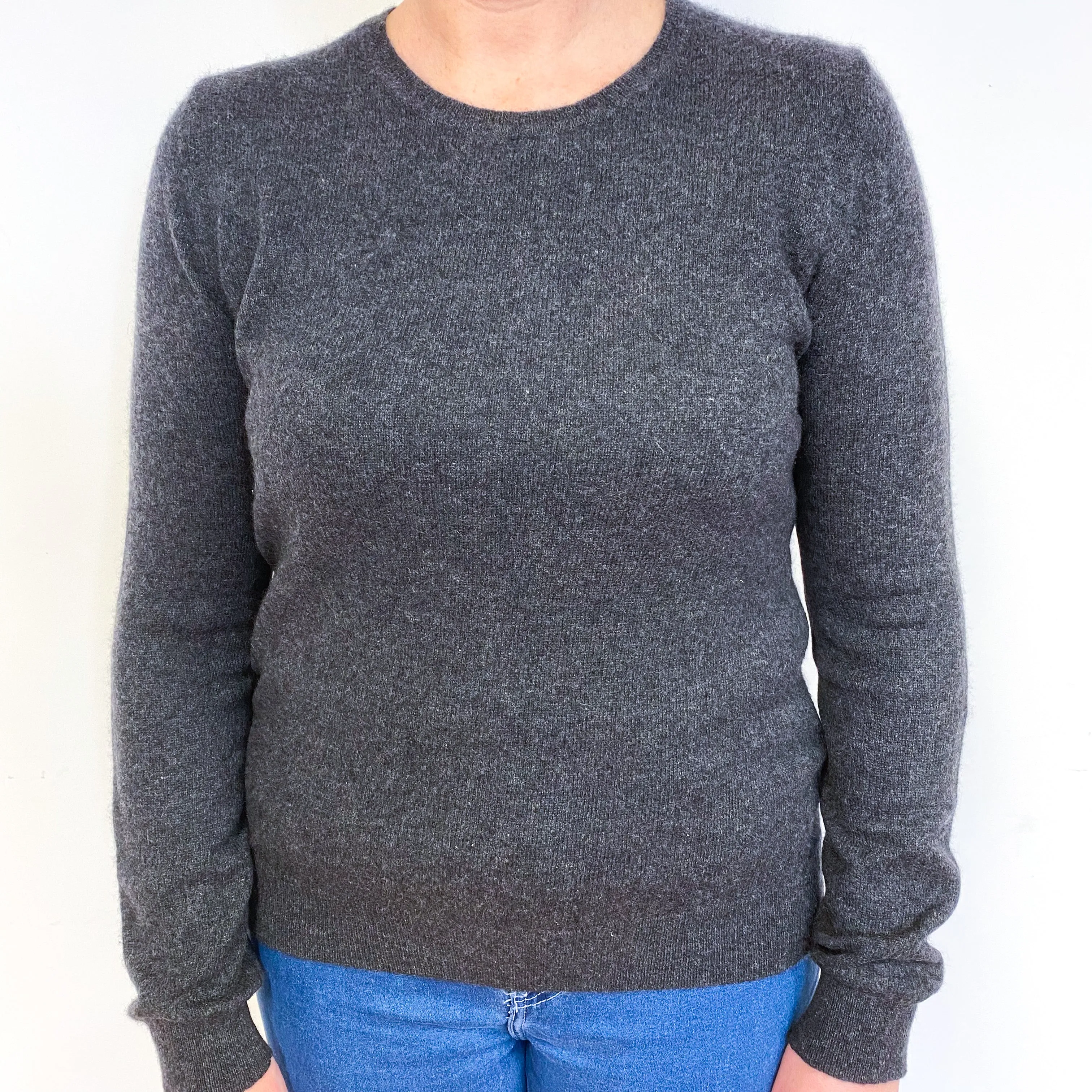 Charcoal Grey Cashmere Crew Neck Jumper Large