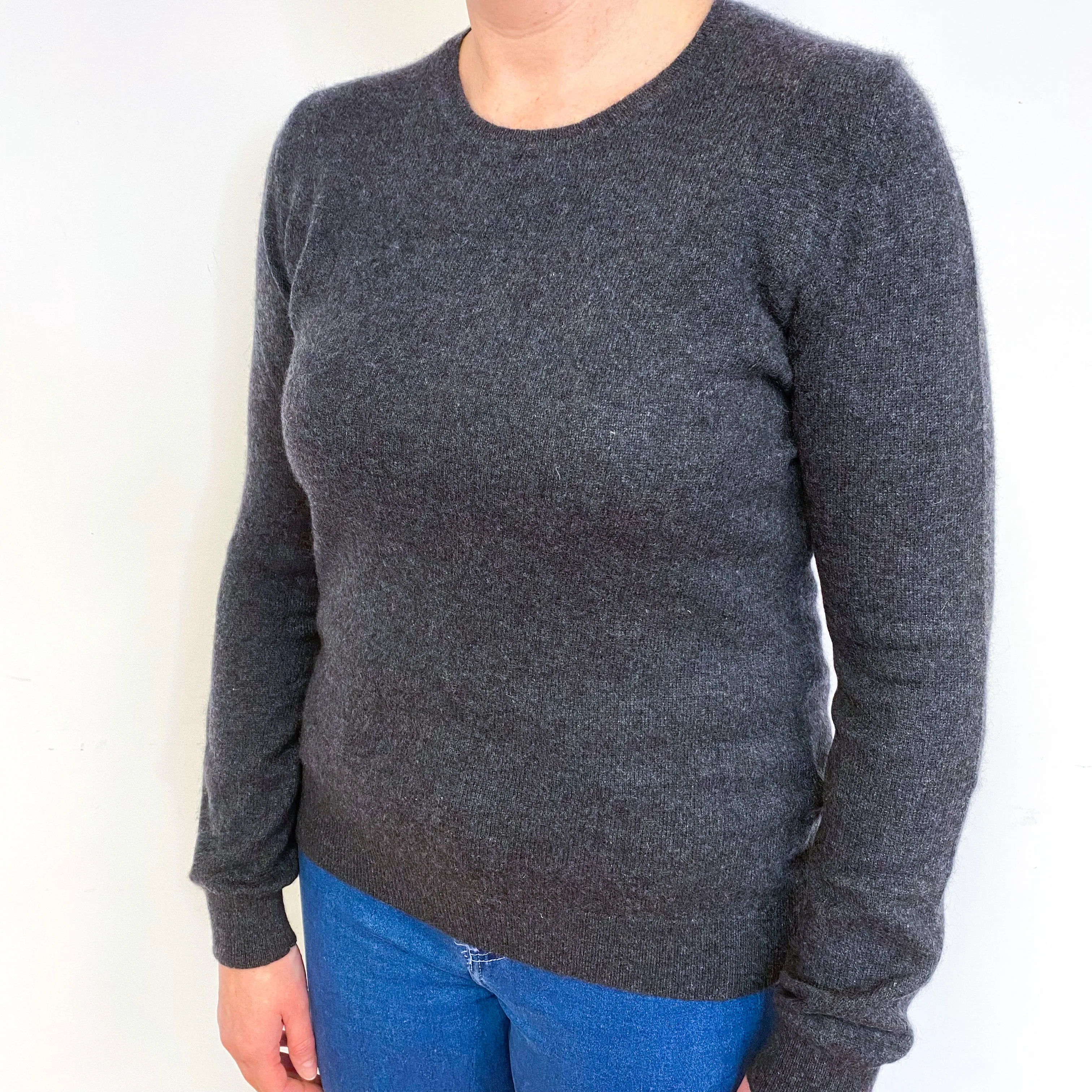 Charcoal Grey Cashmere Crew Neck Jumper Large