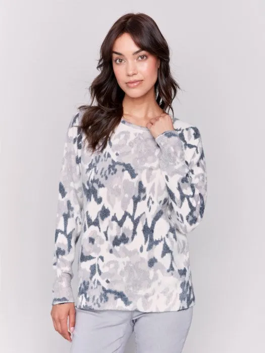 Charlie B C2268W Printed Reversible Raglan Sweater