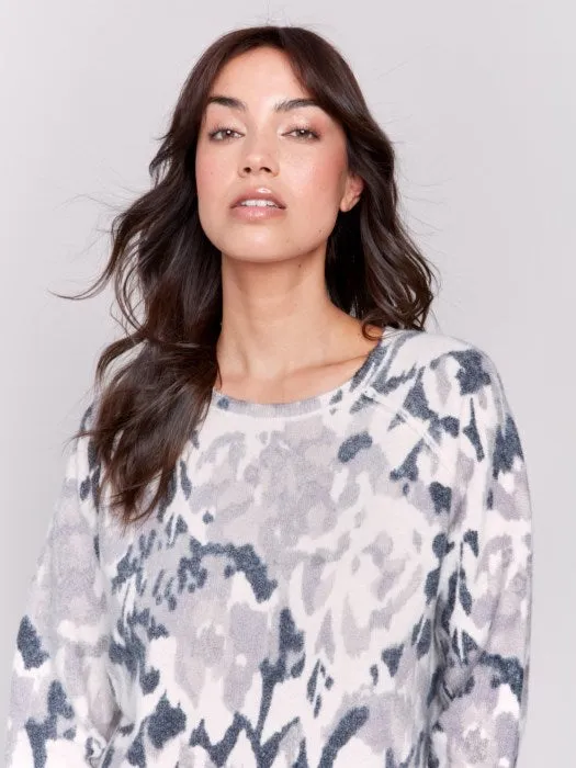 Charlie B C2268W Printed Reversible Raglan Sweater