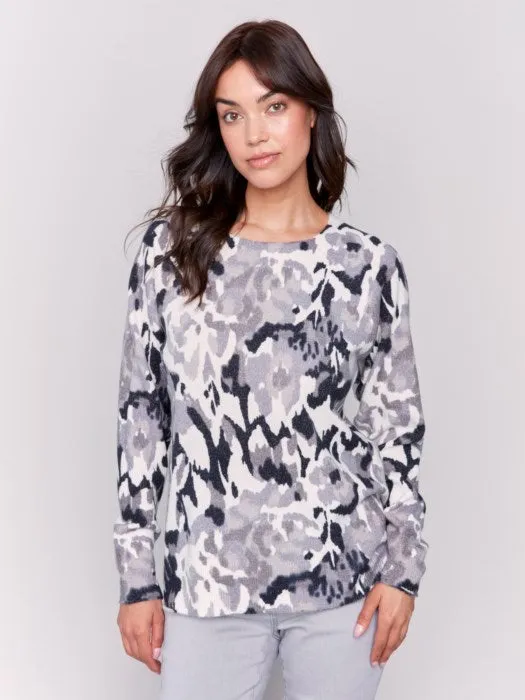 Charlie B C2268W Printed Reversible Raglan Sweater