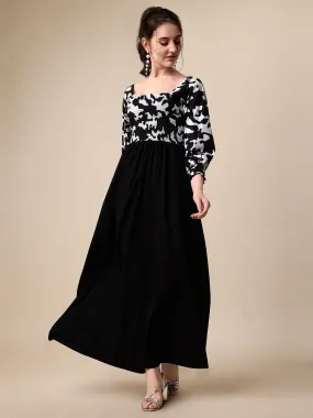 Chic Black Abstract Maxi Dress