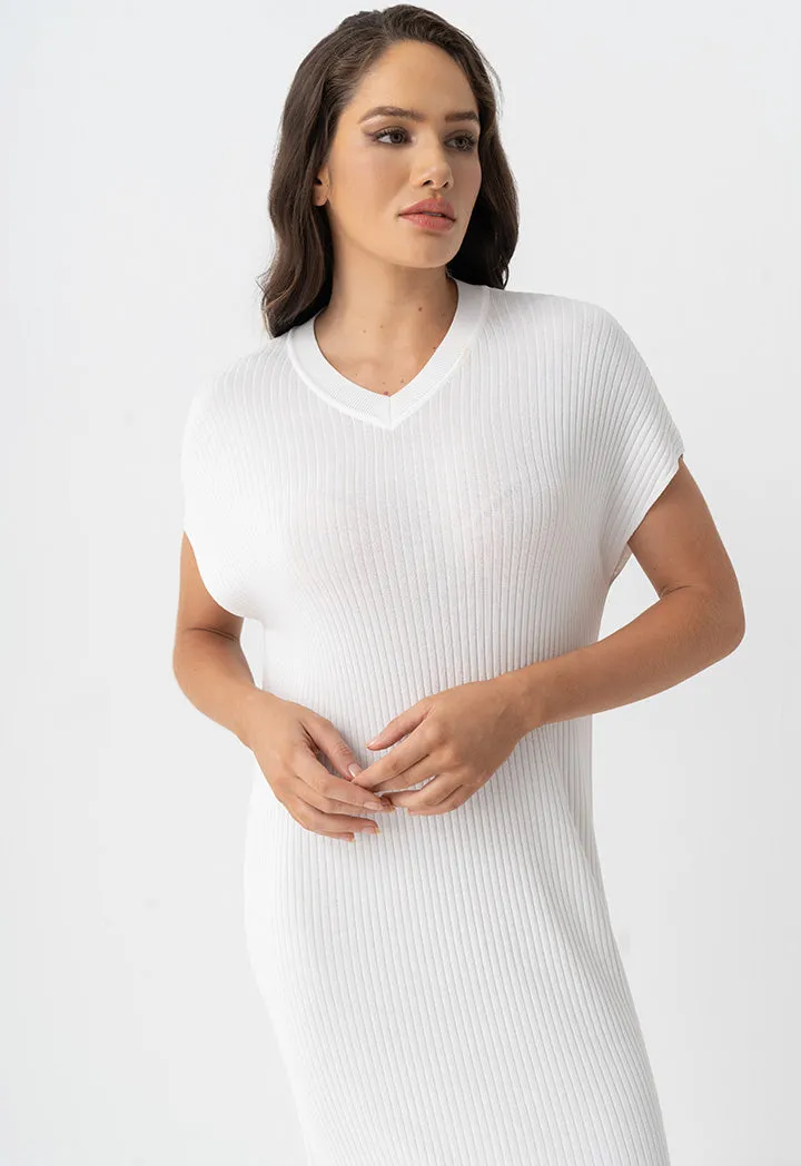 Choice Sleeveless Knitted Maxi Dress Off White