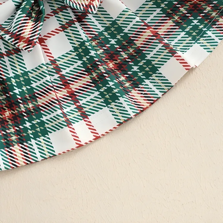 Christmas Plaid Pleated Mini Skirt Set