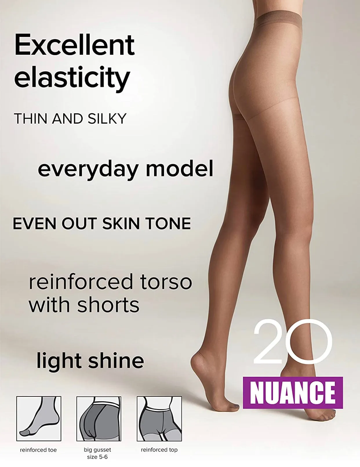 Conte Nuance 20 Den - Classic Women's Tights With a Reinforced Shorts (8С-33СП)