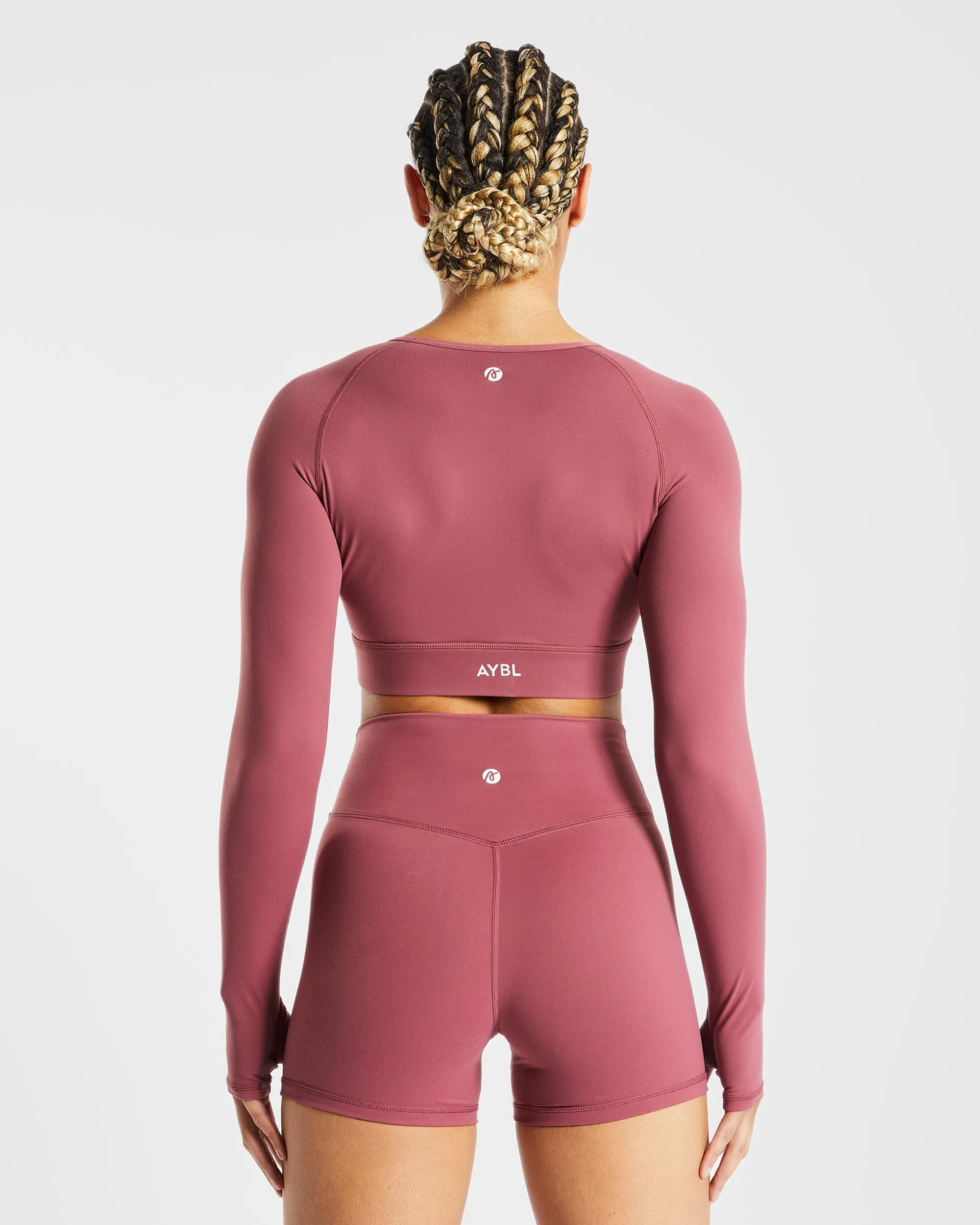 Core Long Sleeve Crop Top - Brick Red