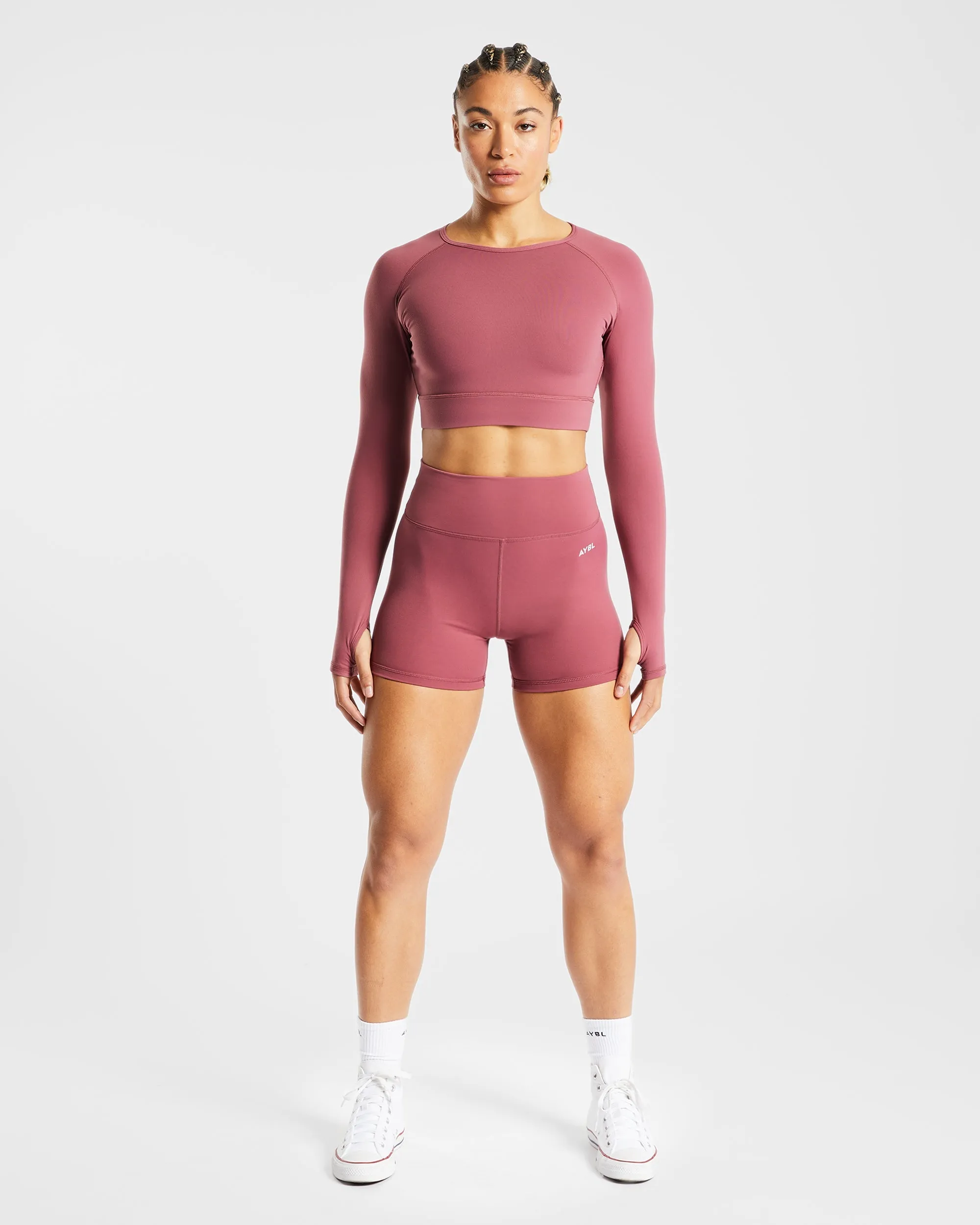 Core Long Sleeve Crop Top - Brick Red