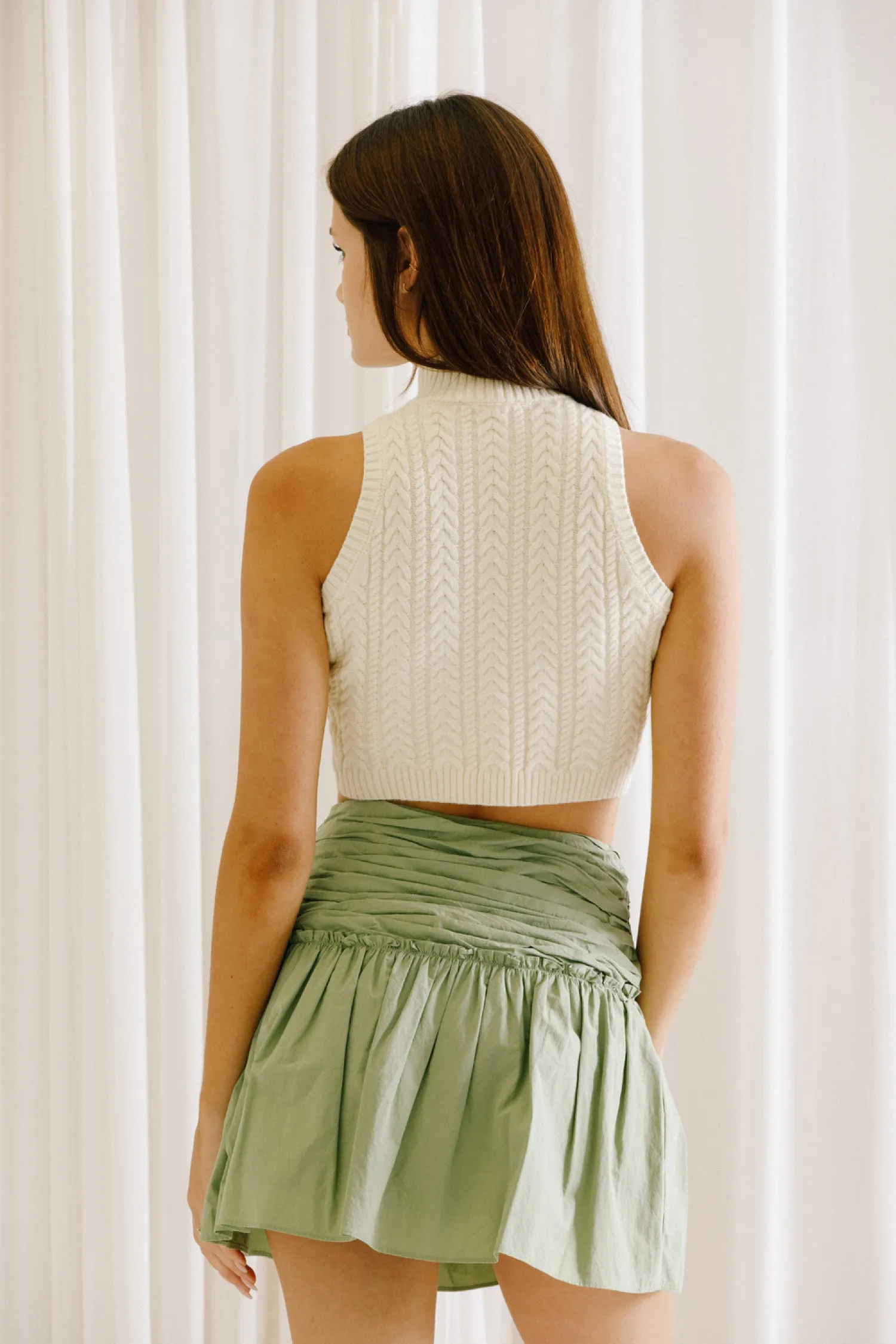 Cream Knit Crop Top