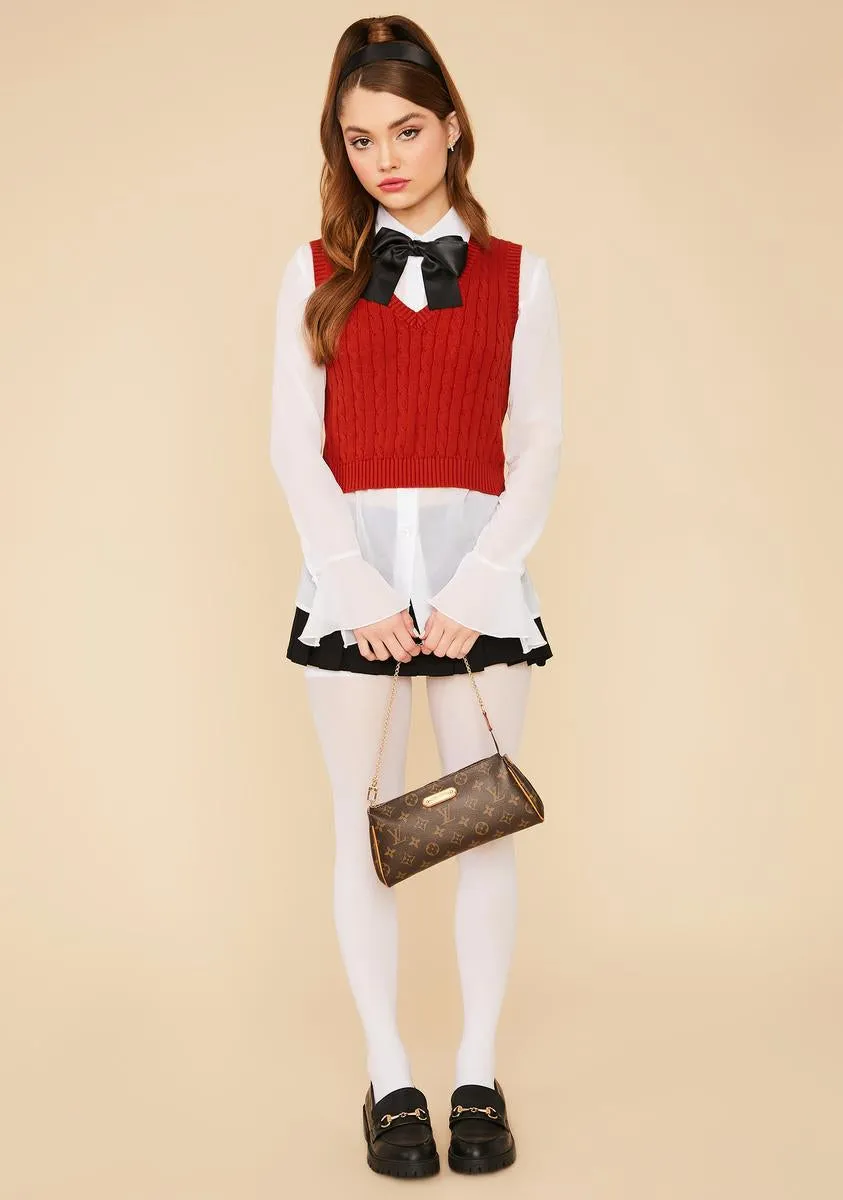 Crimson Point Of View Crop Sweater Vest