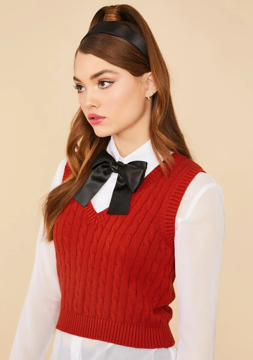 Crimson Point Of View Crop Sweater Vest