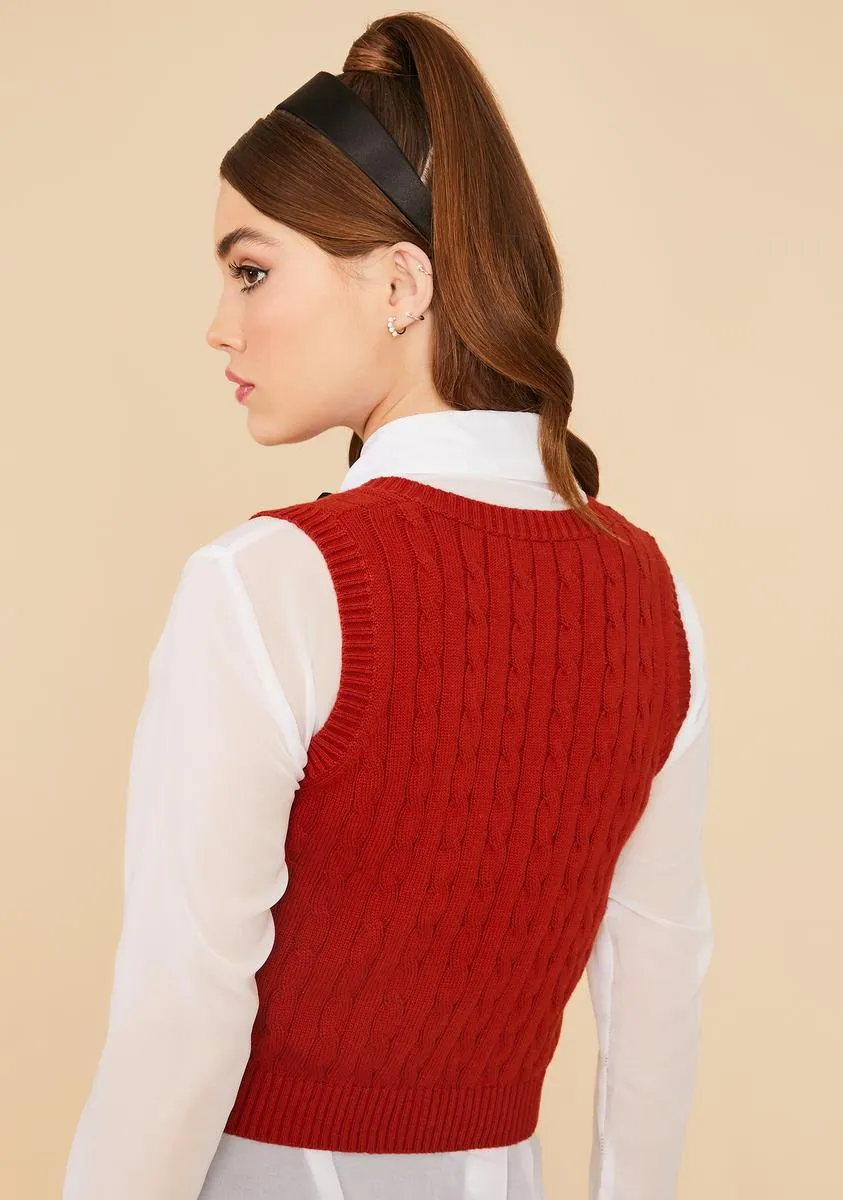 Crimson Point Of View Crop Sweater Vest