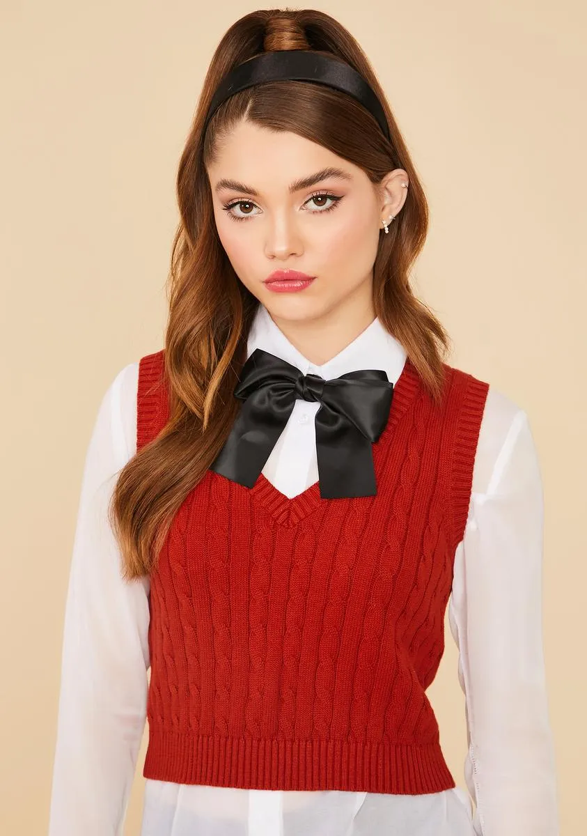 Crimson Point Of View Crop Sweater Vest