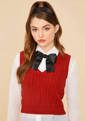 Crimson Point Of View Crop Sweater Vest