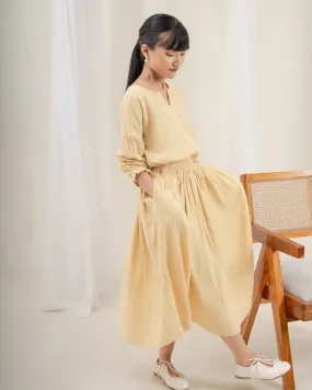 Daichi Organic Wrinkle Cotton Skirt & Top Set : Cream