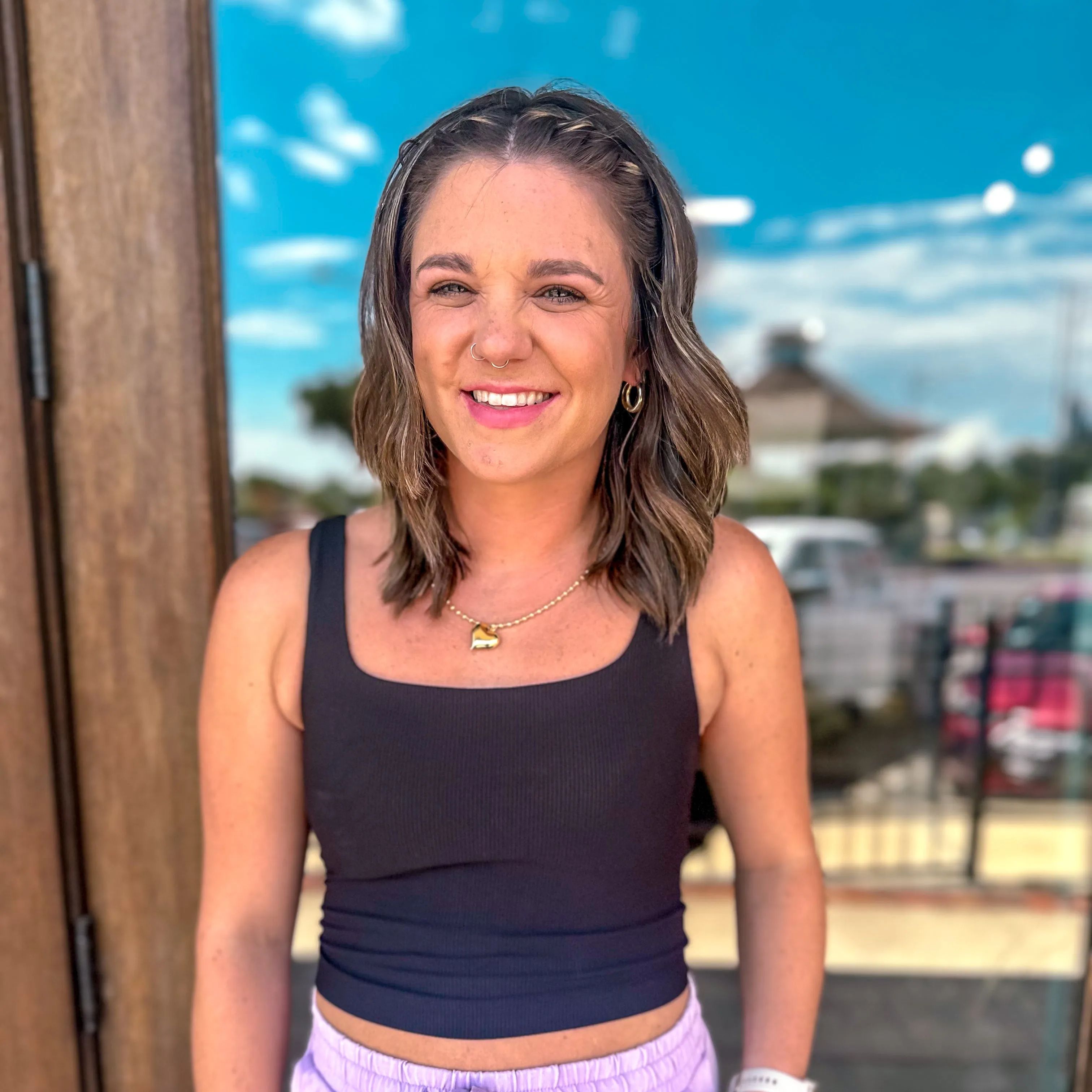 Daily Reminder Square Neck Crop Top - Black