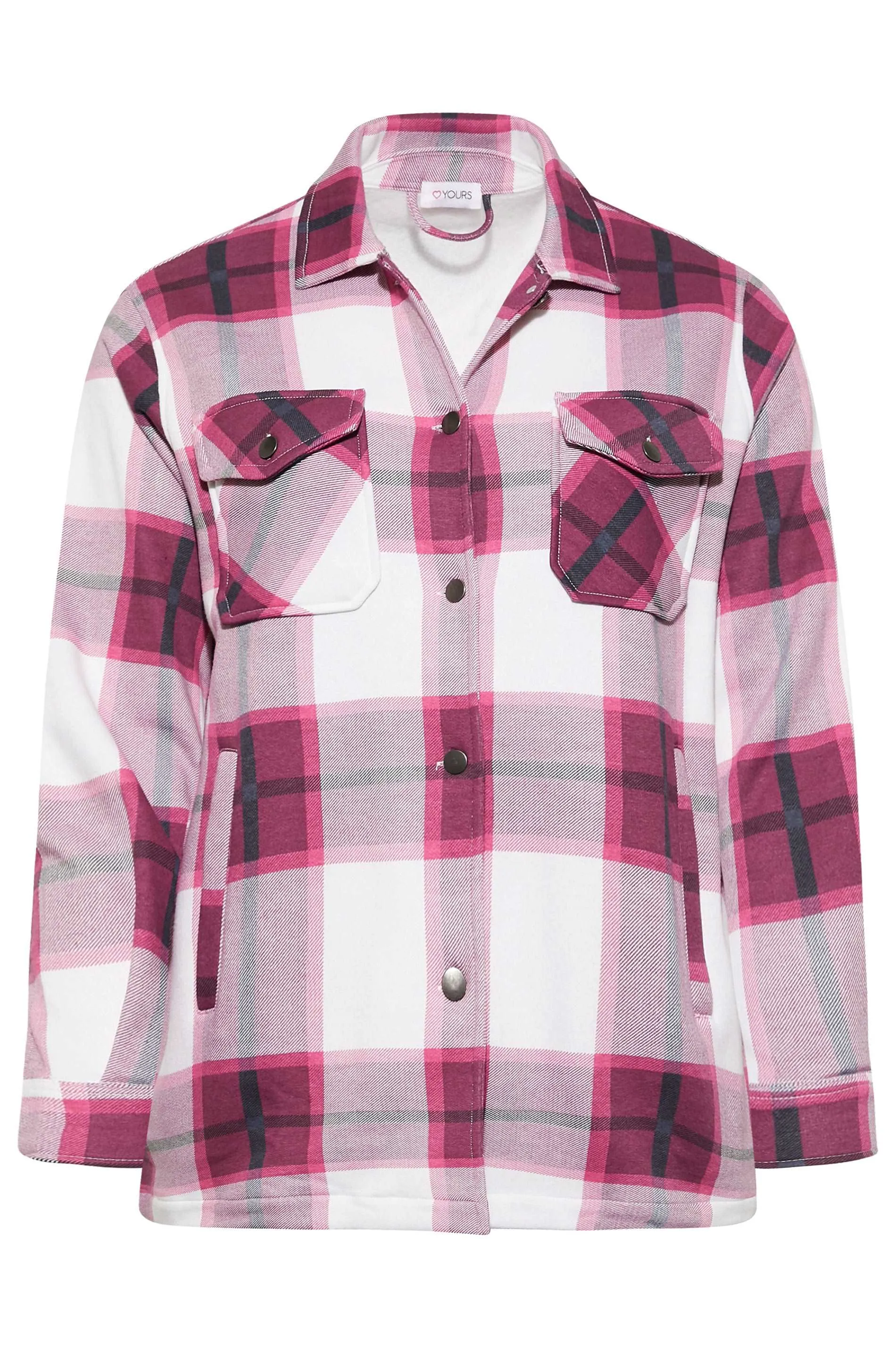 Dark Pink white Oversized check shacket For Her-2015