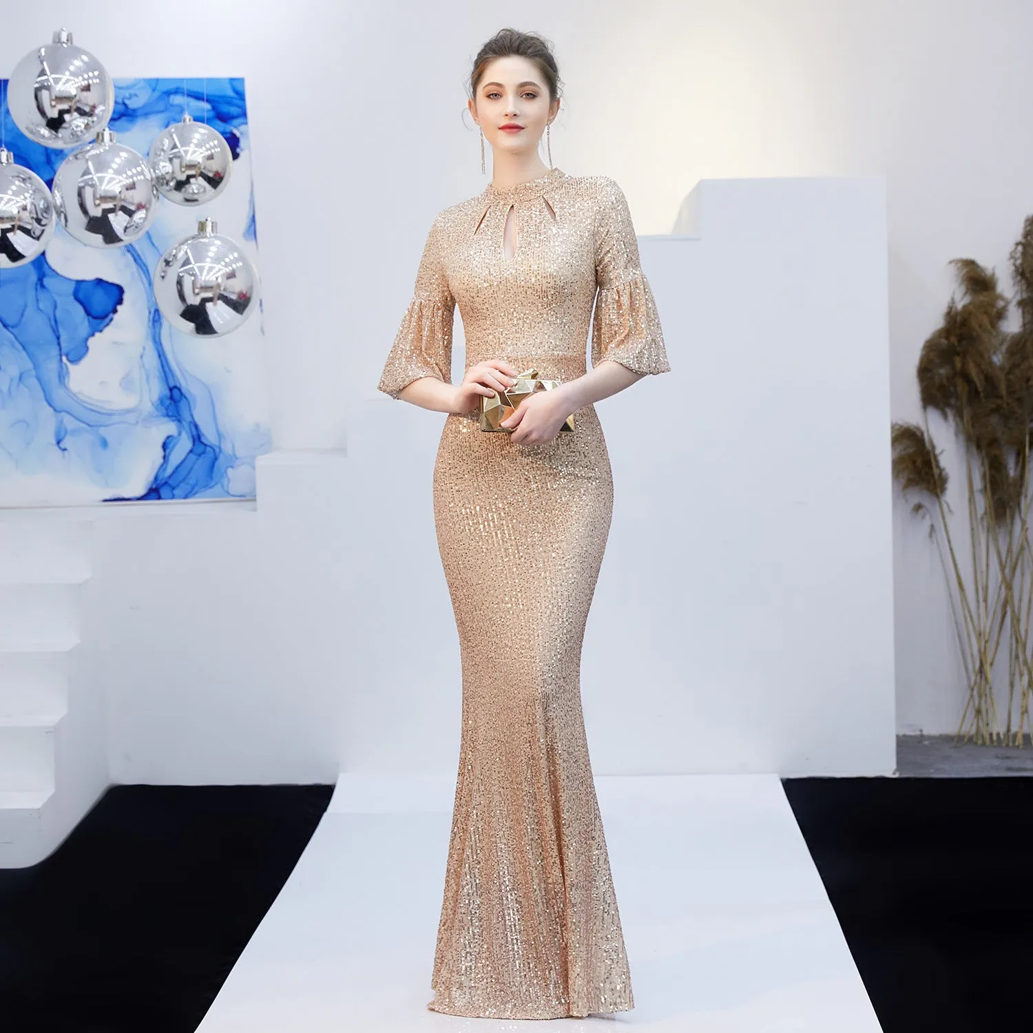 Dione-16222-One Shoulder Fishtail Formal Dress