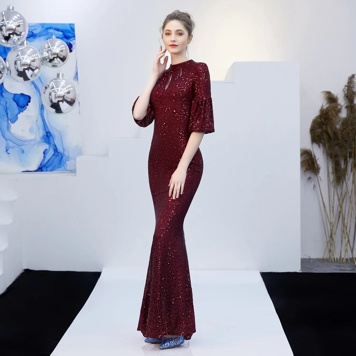 Dione-16222-One Shoulder Fishtail Formal Dress