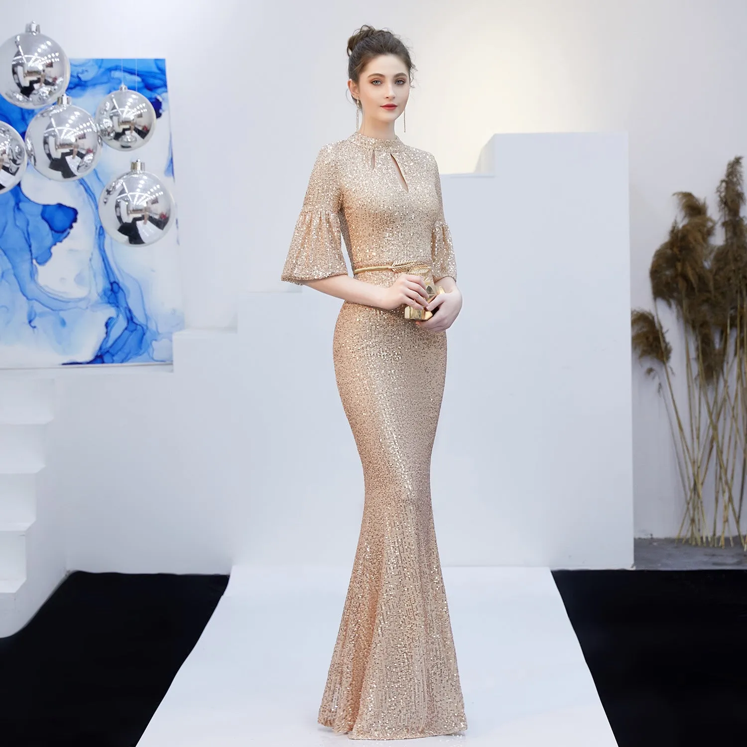 Dione-16222-One Shoulder Fishtail Formal Dress