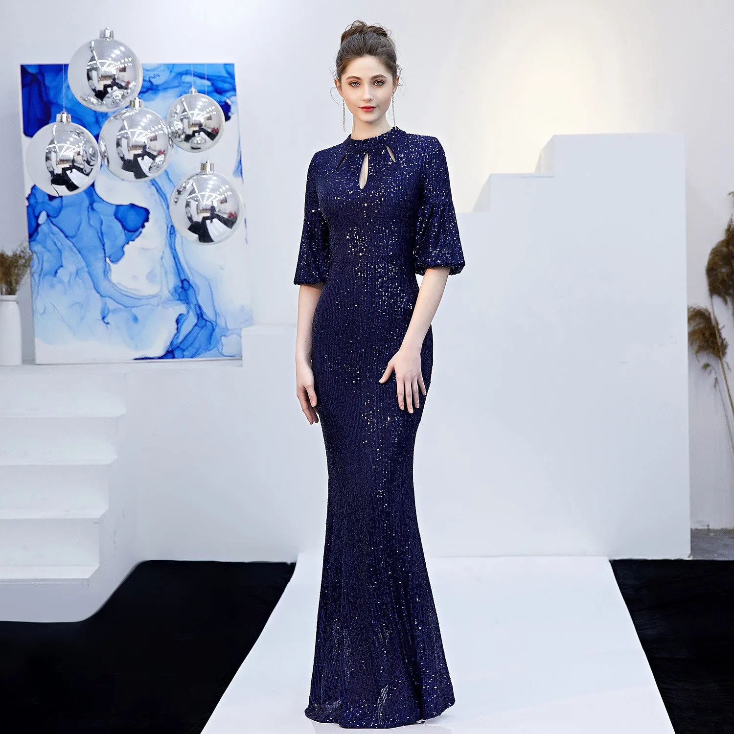 Dione-16222-One Shoulder Fishtail Formal Dress