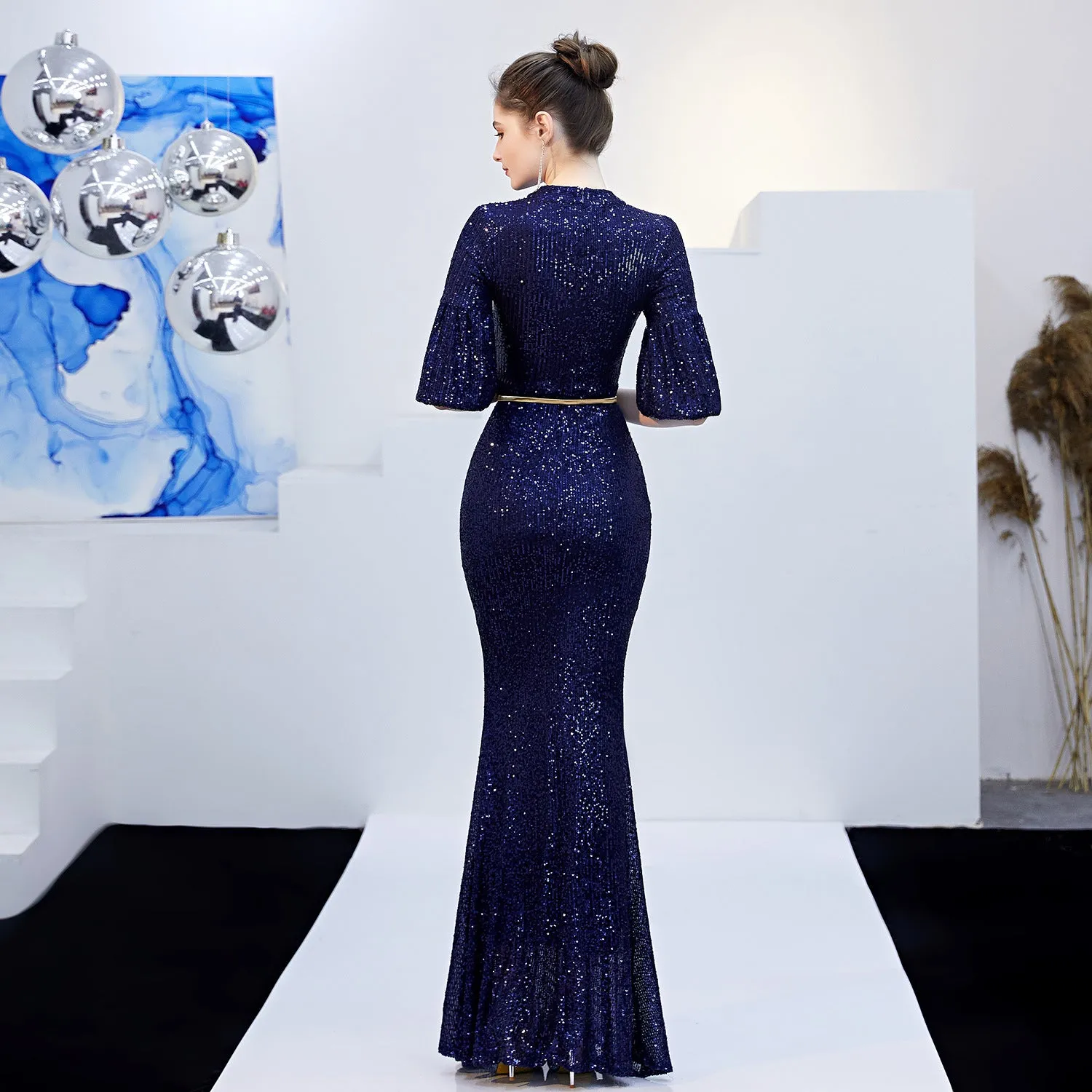 Dione-16222-One Shoulder Fishtail Formal Dress
