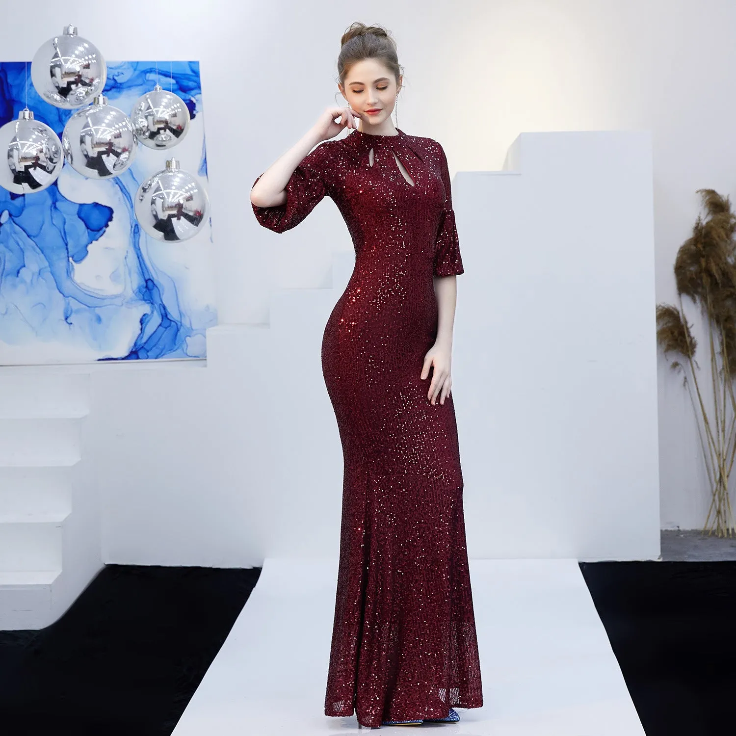 Dione-16222-One Shoulder Fishtail Formal Dress