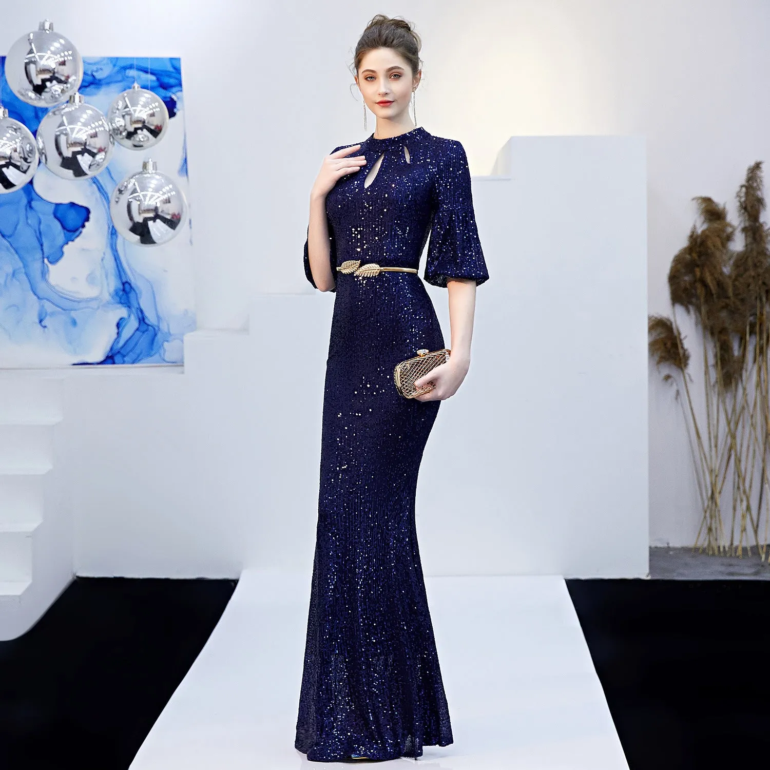 Dione-16222-One Shoulder Fishtail Formal Dress