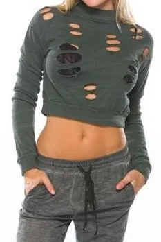 Distressed Sweater Crop Top