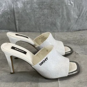 DKNY Women's White Snake Embossed Bronx Square Peep-Toe Slip-On Mule Sandals SZ7