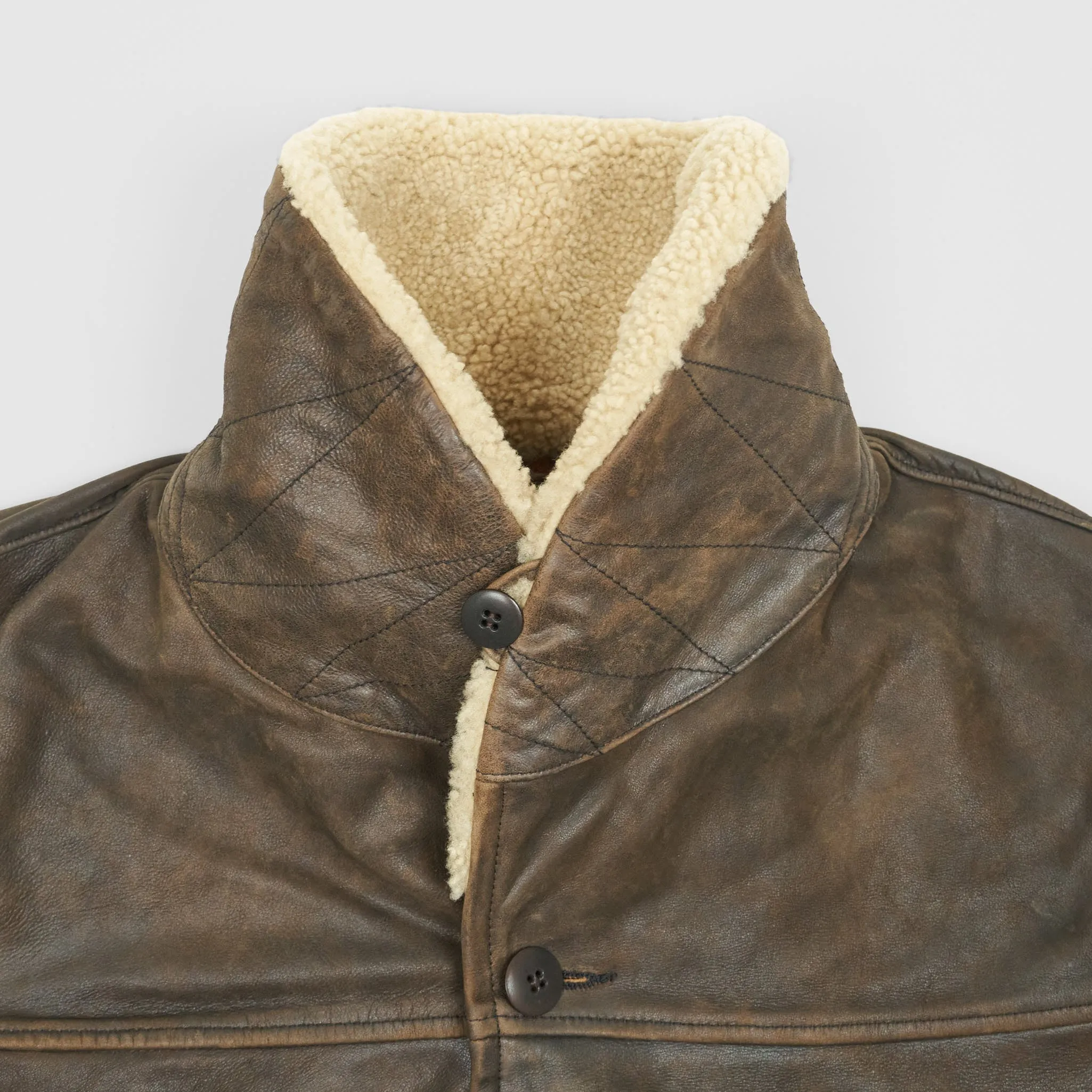 Double RL Western Coat with Shearling Collar