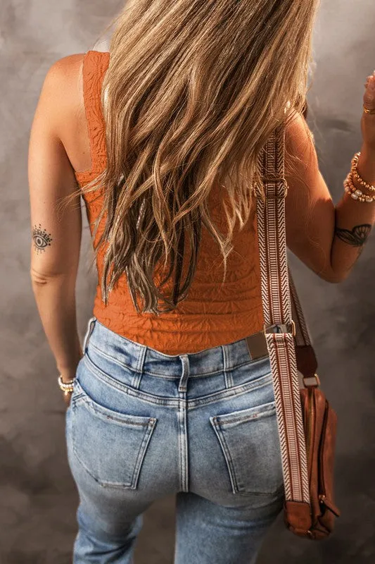 Down The Road Textured Crop Top Orange