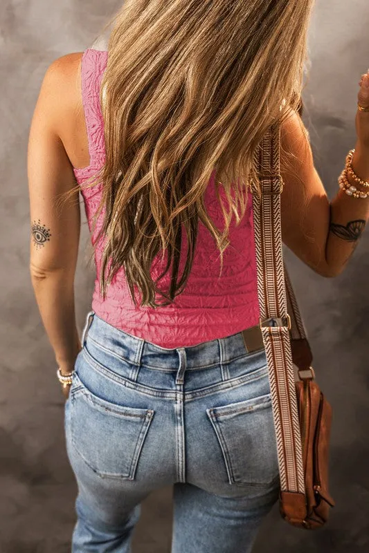 Down The Road Textured Crop Top Pink