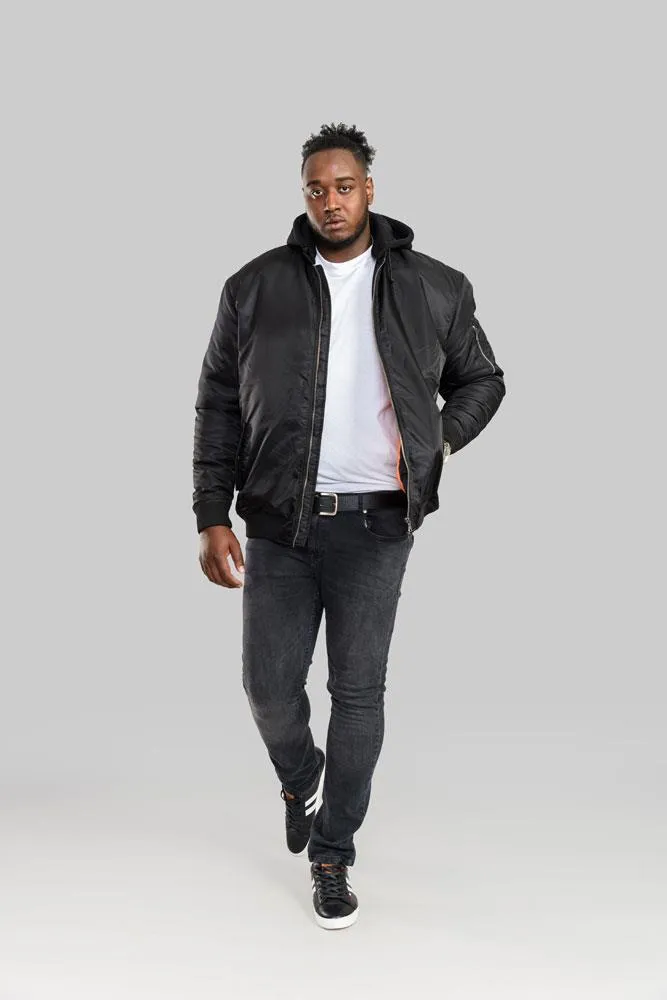 Duke - D555 Bomber Jacket With Detachable Fleece Hood In Black 2Xl-6Xl