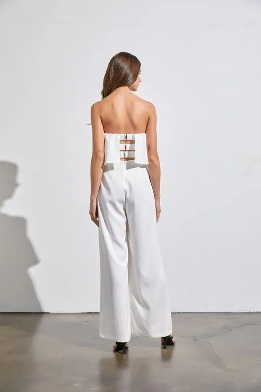 Effortless Strapless Off White Jumpsuit