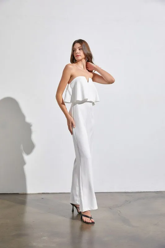 Effortless Strapless Off White Jumpsuit