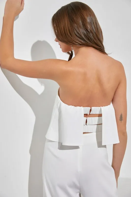 Effortless Strapless Off White Jumpsuit
