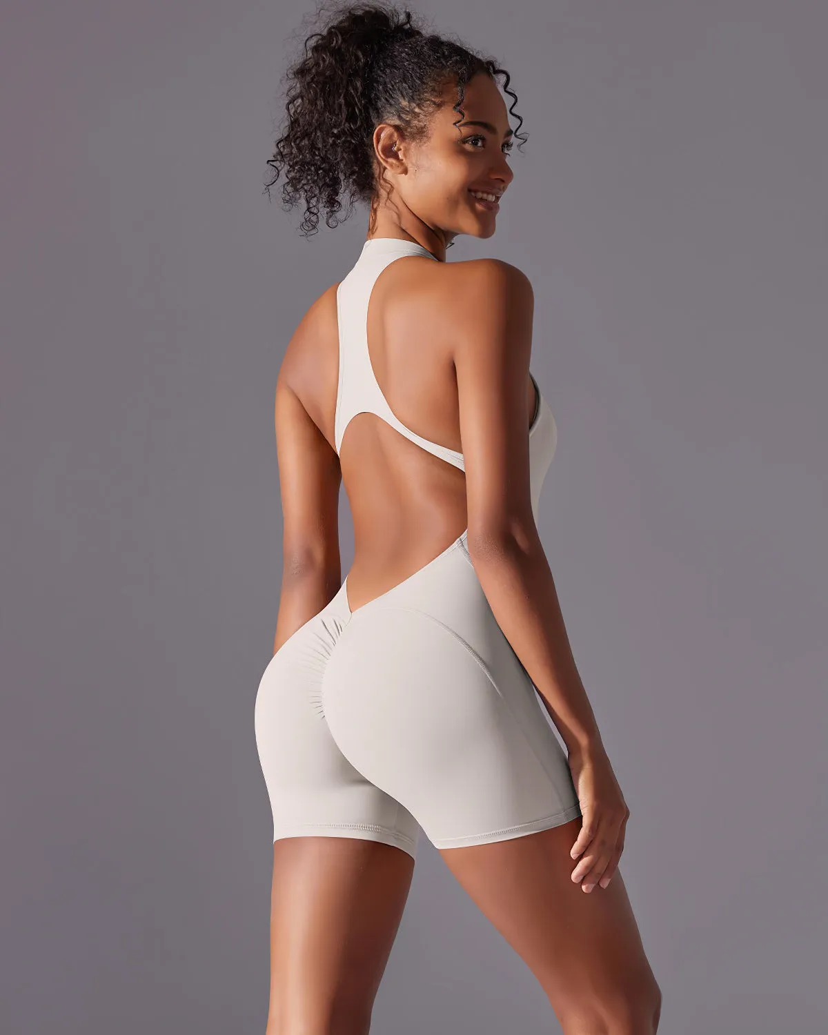 Elodie Seamless Scrunch Jumpsuit - Beige