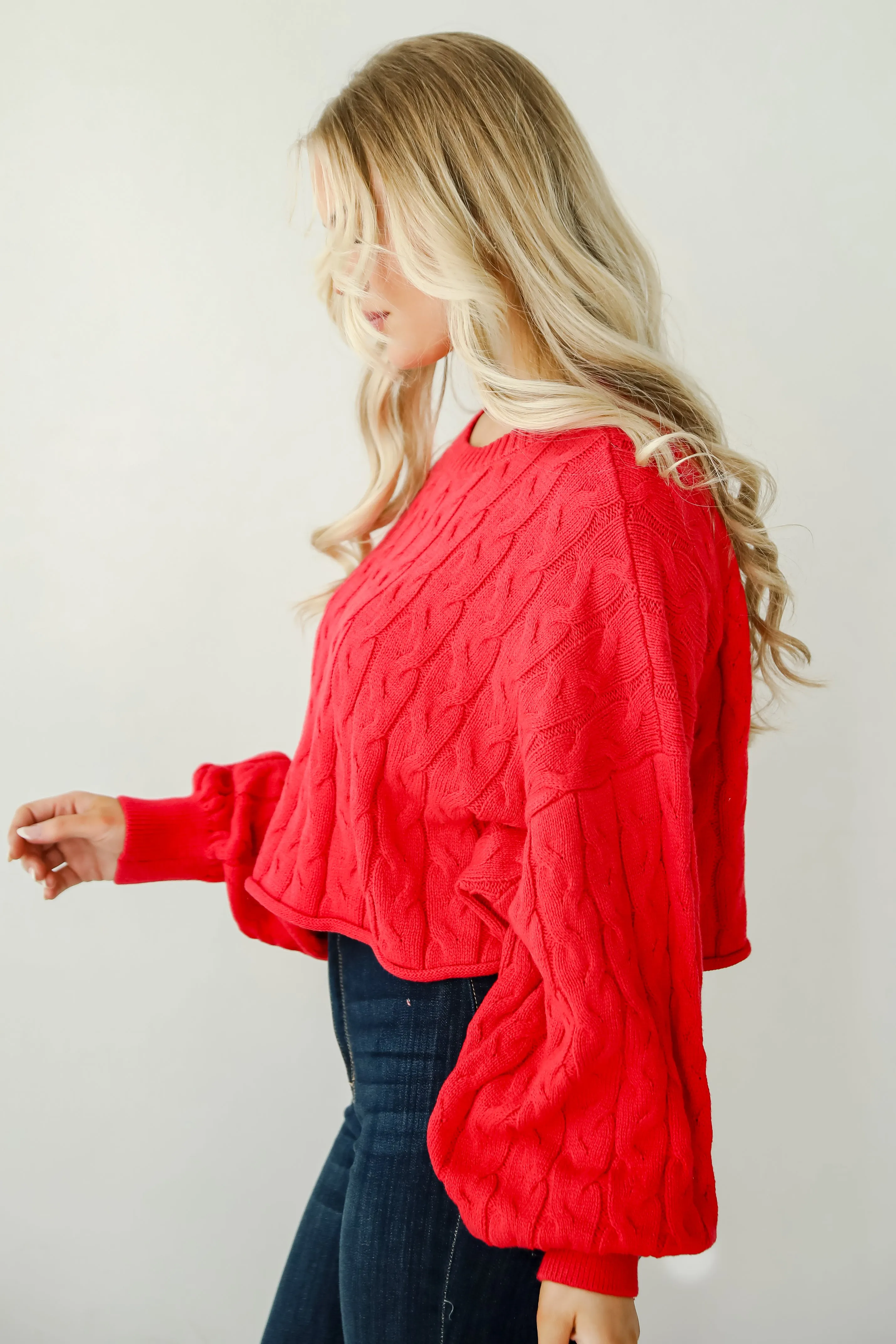 FINAL SALE - Love Me Forever Red Cable Knit Sweater
