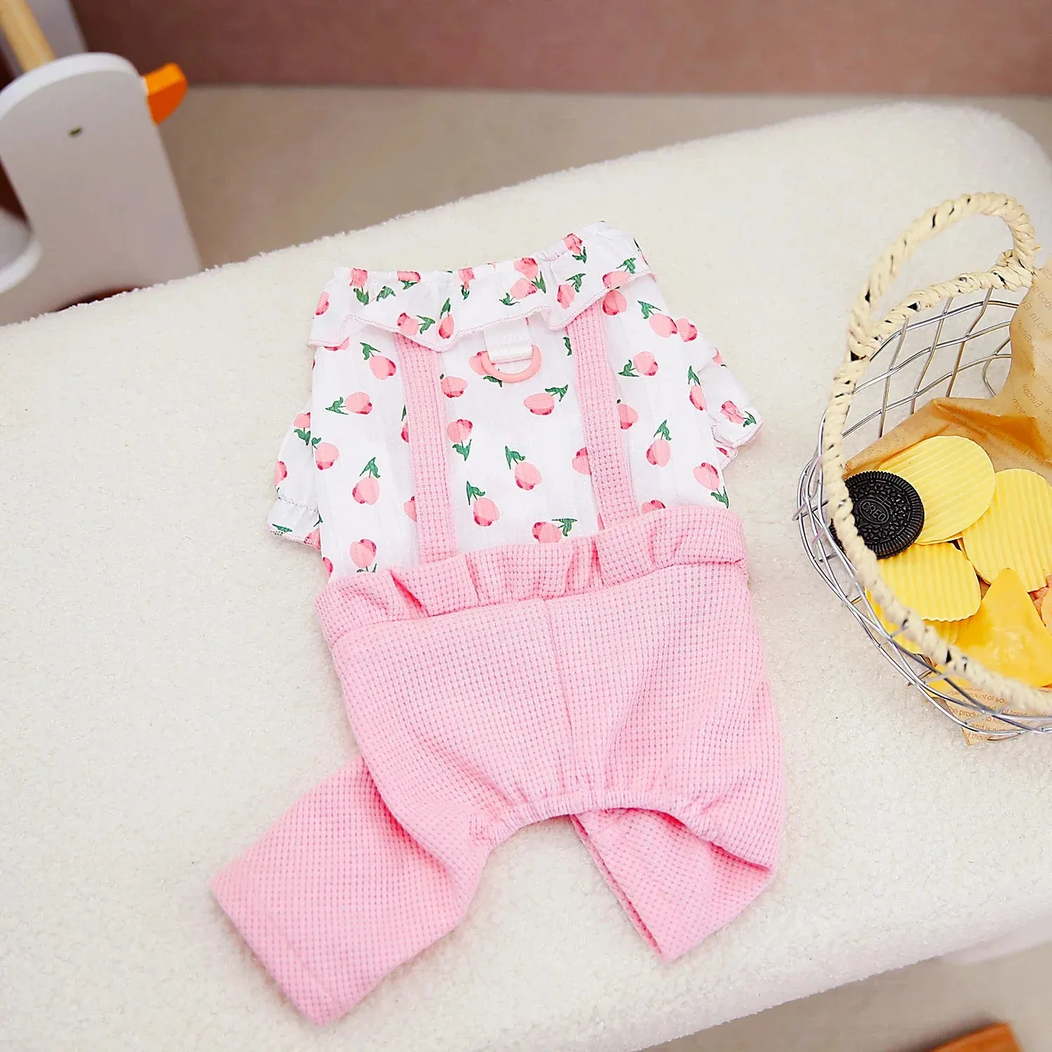 Flower Pattern Dog Jumpsuit Spring Pet Dog Clothes Printed Puppy Pajamas Soft Cat Overall Clothing Chihuahua Costume Apparel