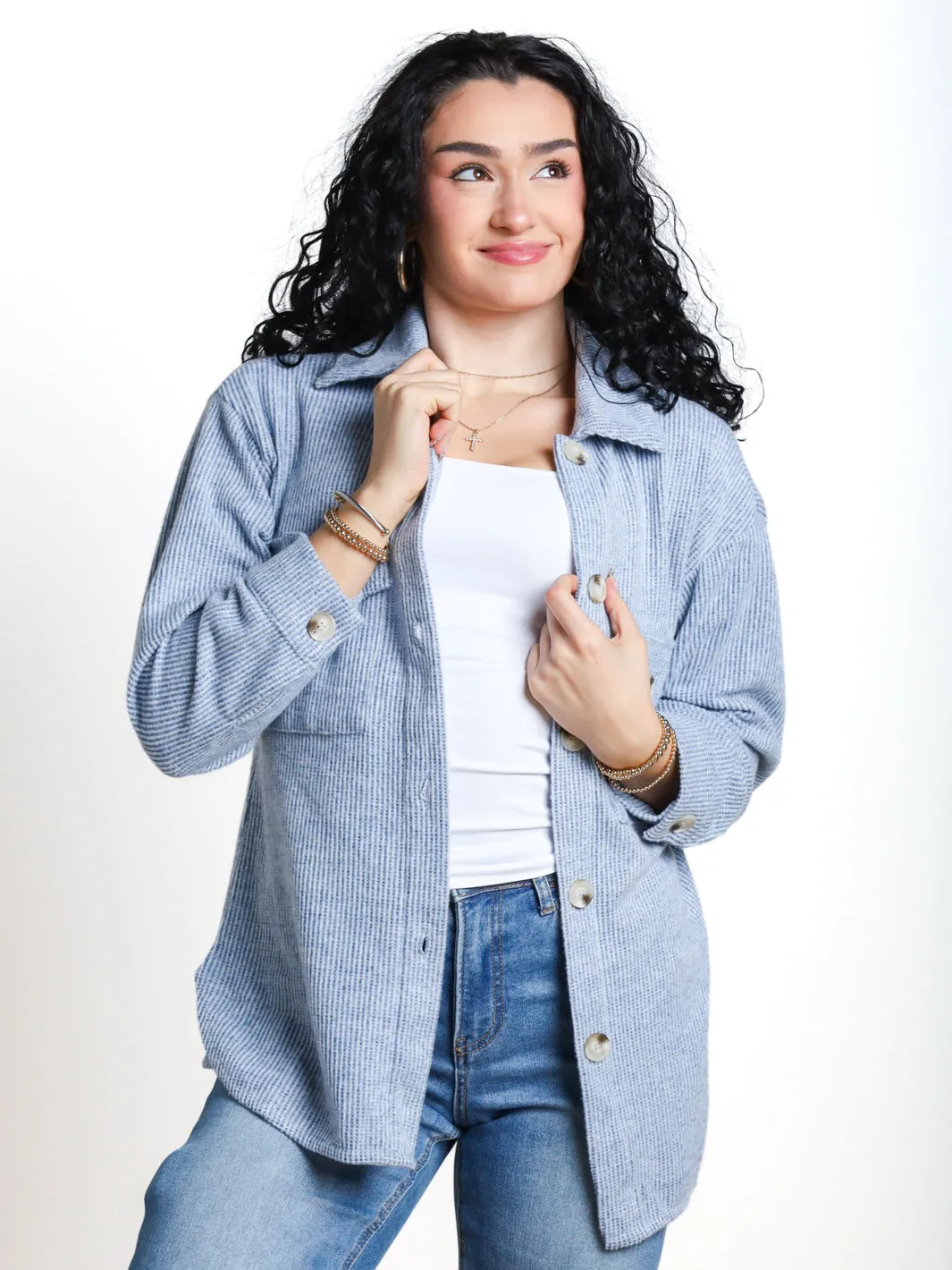 Free Reign Brushed Waffle Shacket- Final Sale