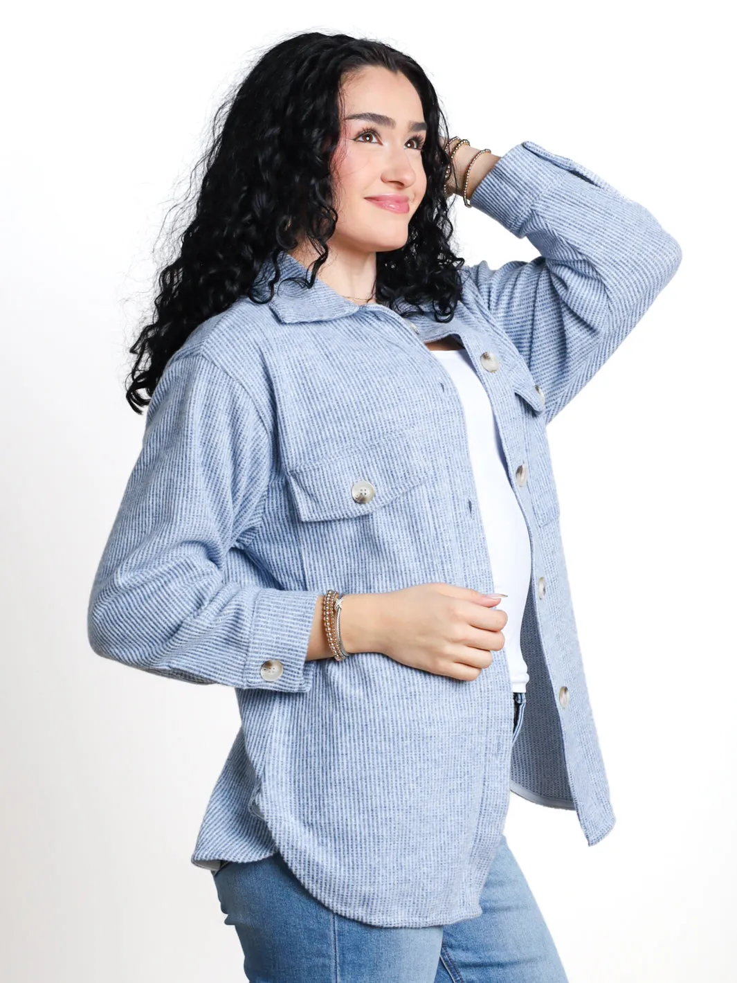 Free Reign Brushed Waffle Shacket- Final Sale