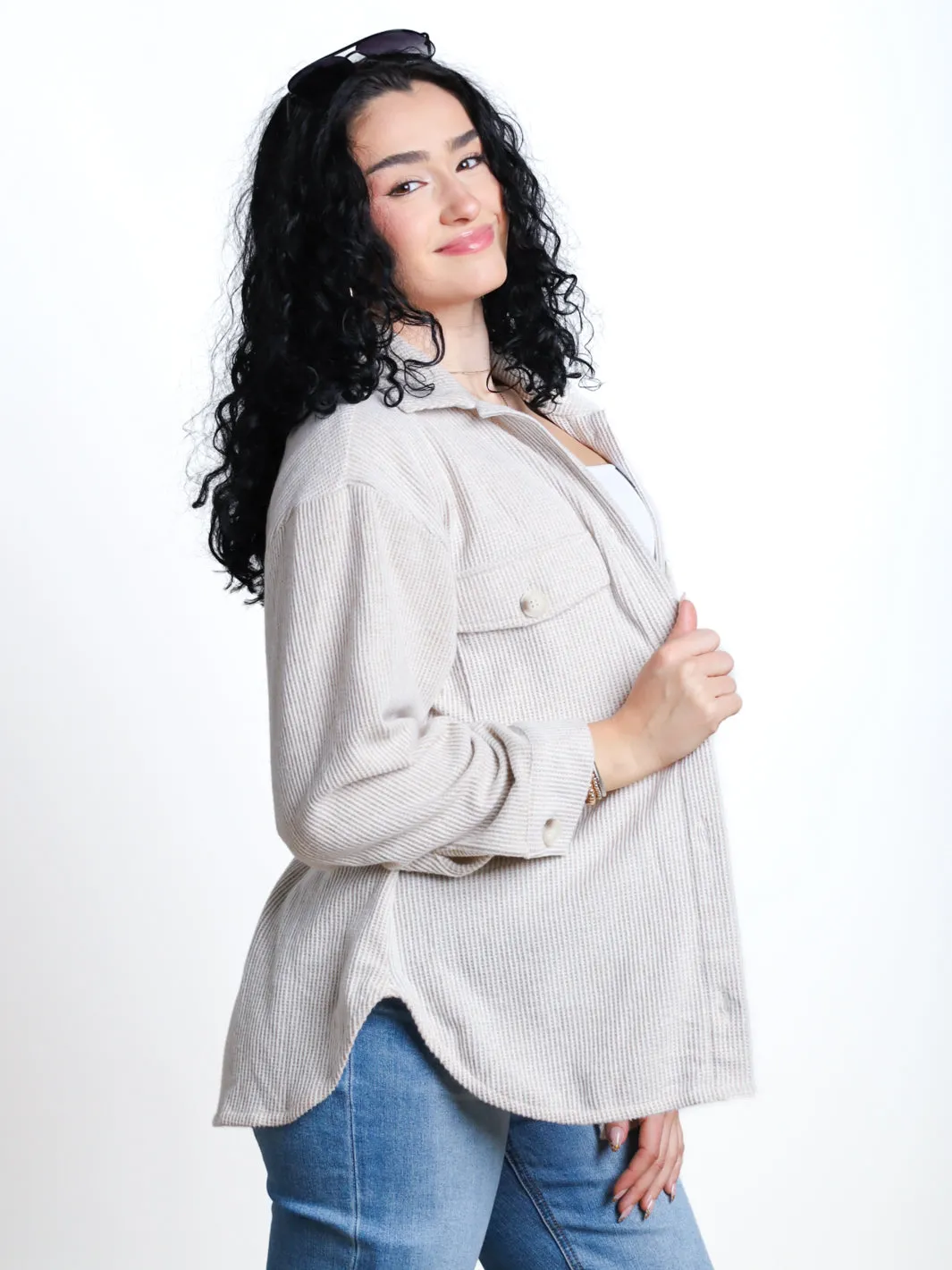 Free Reign Brushed Waffle Shacket- Final Sale