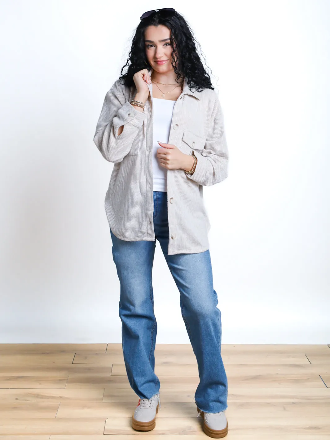 Free Reign Brushed Waffle Shacket- Final Sale