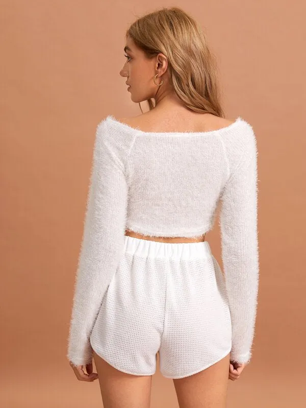 Fuzzy Cloud Crop Sweater
