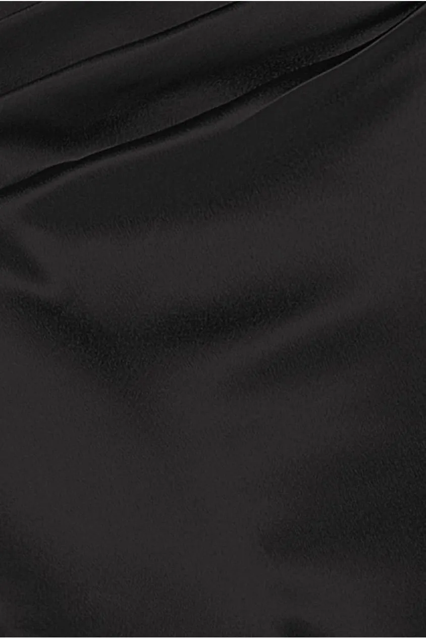 Goddiva Satin Bandeau Maxi Dress - Black